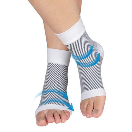 20-30 mmHg Toeless Diagonal Stripes Socks Ankle Joint Protect Compression Sock Foot Protection Copper Fibers Ankle Motion Plantar Fascia Trainer Socks